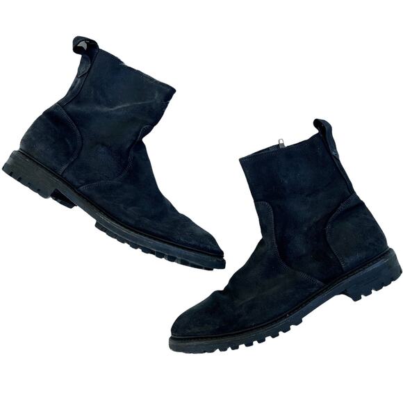 Allen Edmonds Black Suede Leather Lug Sole Side Zip Boots Size 9.5D - Picture 1 of 8